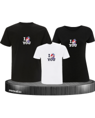 I Love You 3er Familienset T-Shirts