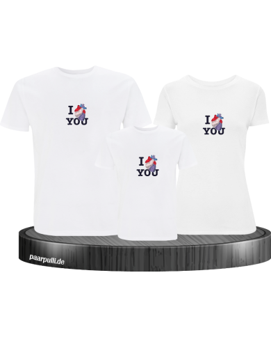 I Love You 3er Familienset T-Shirts