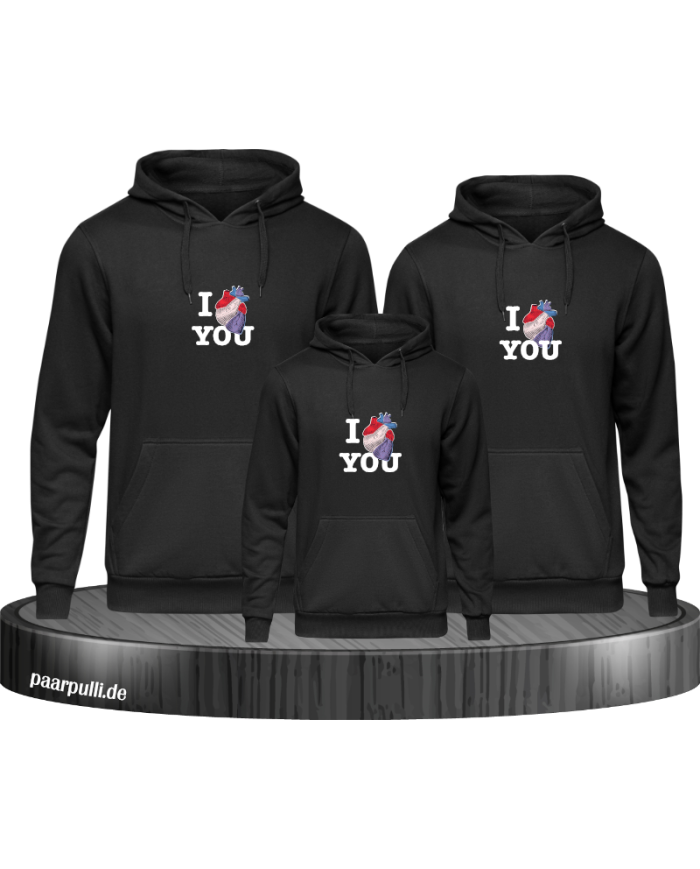 I Love You 3er Hoodies
