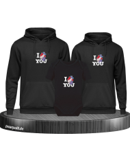 I Love You 3er Hoodies mit Baby Body