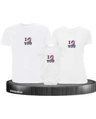 I Love You 3er Familienset T-Shirts mit  Babybody