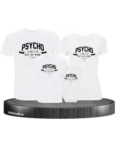 Psycho out of mind Family 4er Familienset T-Shirts mit Babybody