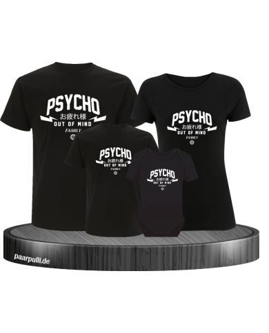 Psycho out of mind Family 4er Familienset T-Shirts mit Babybody