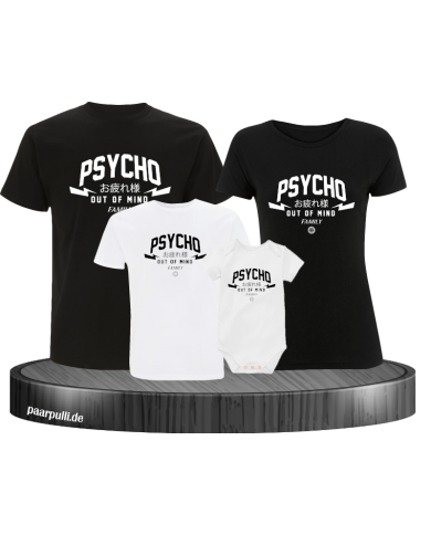 Psycho out of mind Family 4er Familienset T-Shirts mit Babybody
