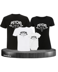Psycho out of mind Family 4er Familienset T-Shirts mit Babybody
