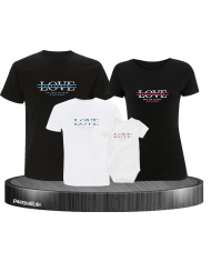 Love belive in your Dream mit Wunschname 4er Familienset T-Shirts mit Babybody