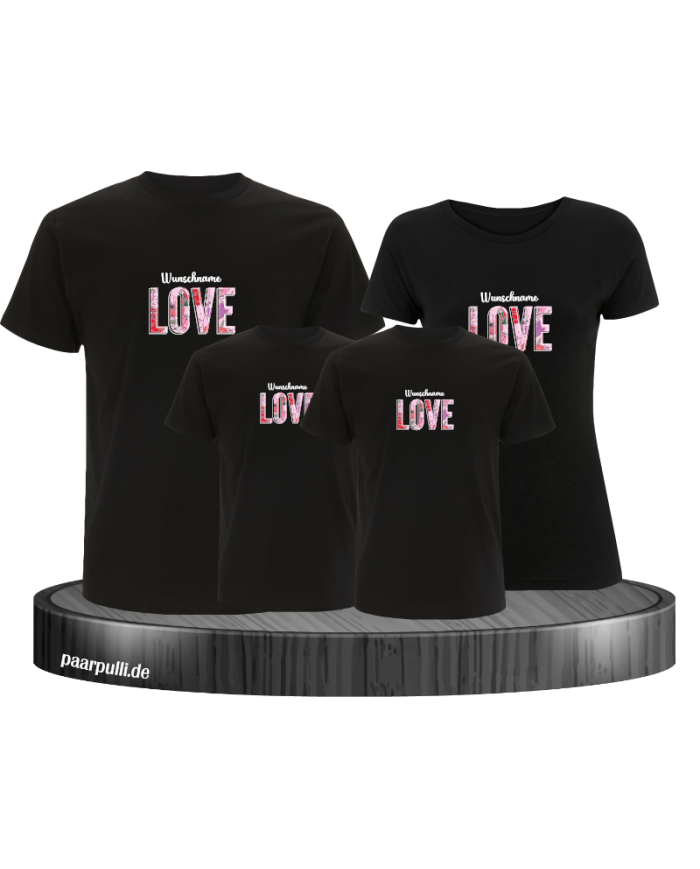 Love Flower mit Wunschname Familienlook