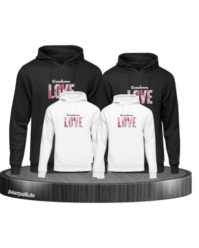 Love Flower mit Wunschname Familienlook Hoodie Love Flower mit Wunschname Familienlook Hoodie