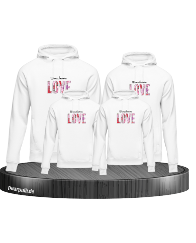 Love Flower mit Wunschname Familienlook Hoodie Love Flower mit Wunschname Familienlook Hoodie