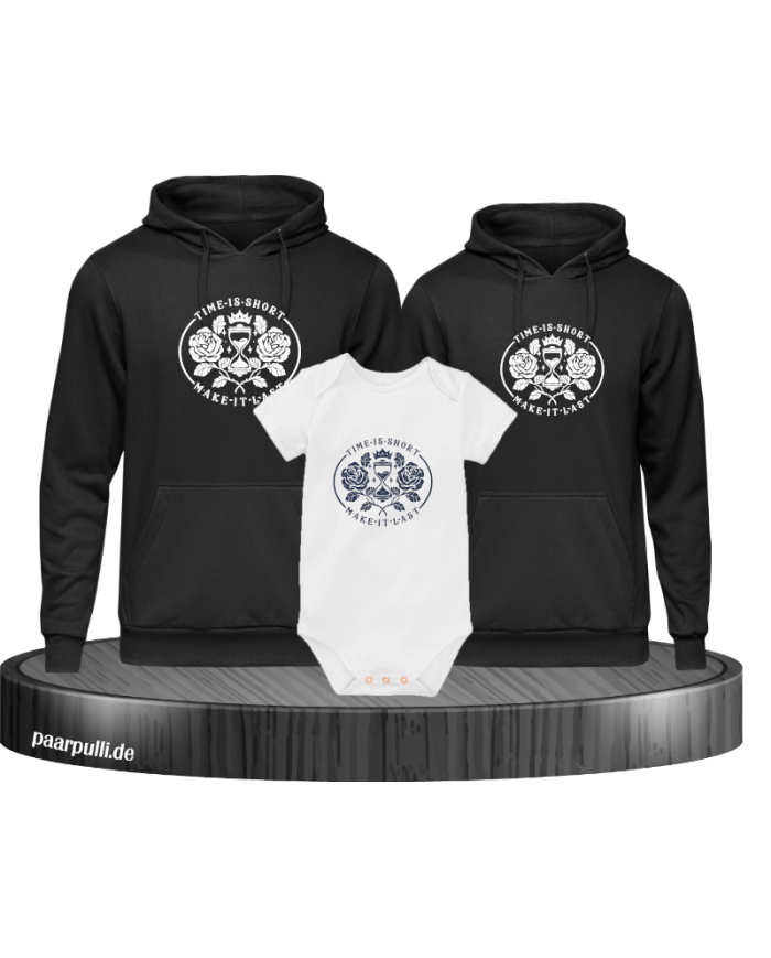 Time is short 3er Hoodies mit Baby Body