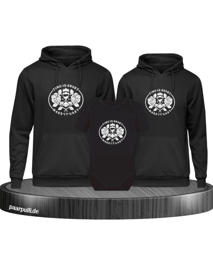 Time is short 3er Hoodies mit Baby Body