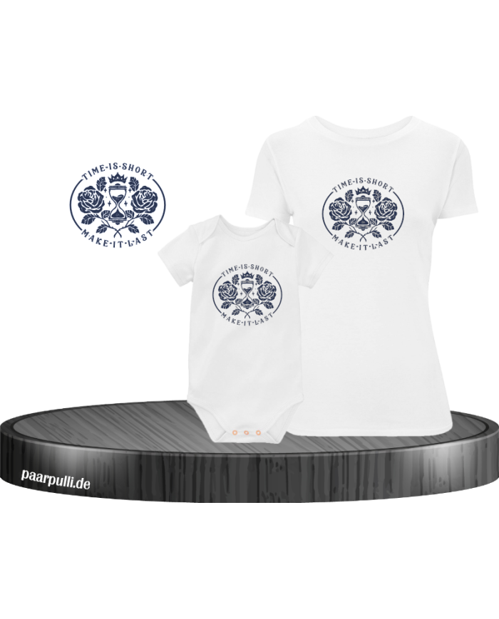 Time is short 3er Familienset T-Shirts mit  Babybody