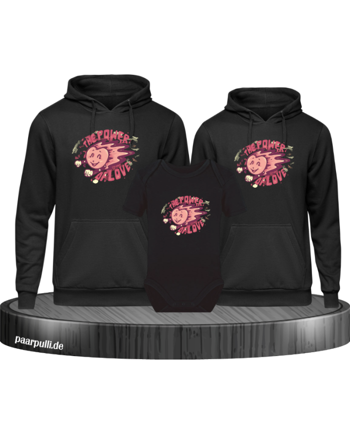 Power of Love 3er Hoodies mit Baby Body