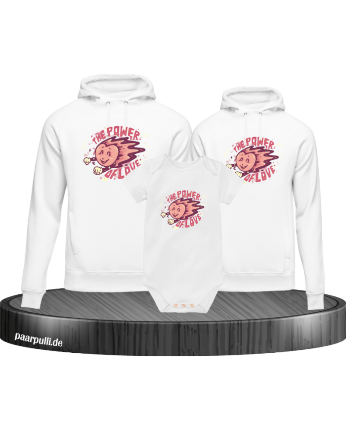 Power of Love 3er Hoodies mit Baby Body