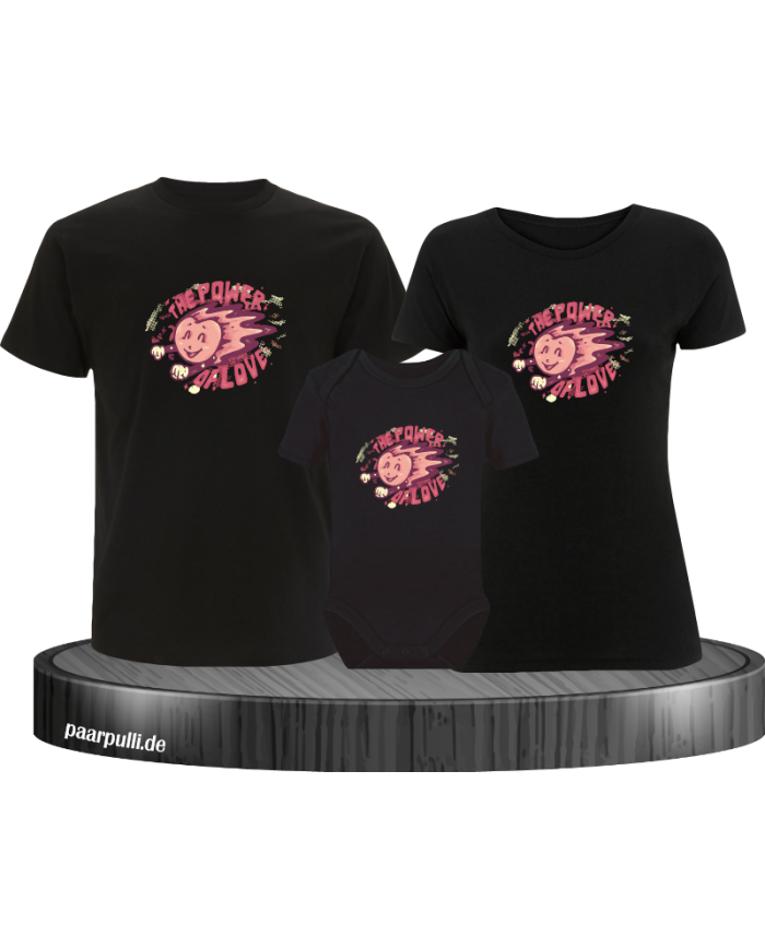 Power of Love 3er Familienset T-Shirts mit  Babybody