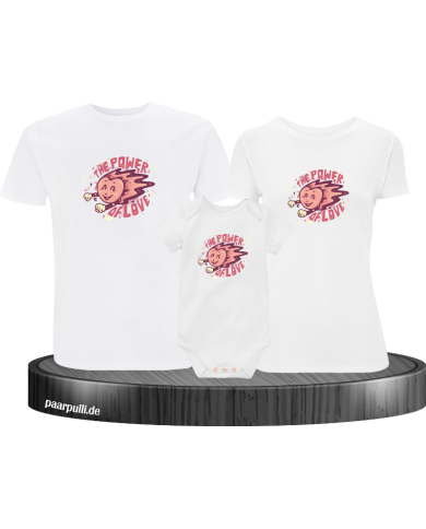 Power of Love 3er Familienset T-Shirts mit  Babybody