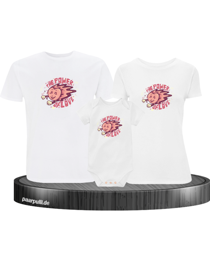 Power of Love 3er Familienset T-Shirts mit  Babybody
