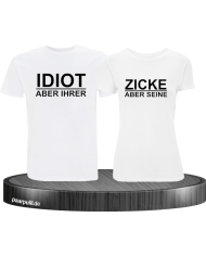 pärchen t shirts idiot zicke weiß