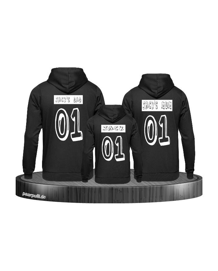 Mum and Dad, Kind Wunschname Familienlook Hoodies