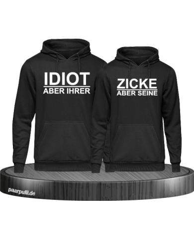 Idiot zicke schwarz hoodie couple set