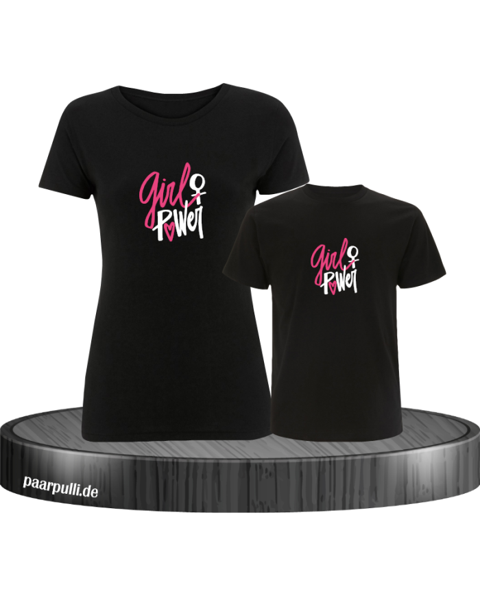 Girl Power Partnerlook T-Shirts für Mutter und Kind