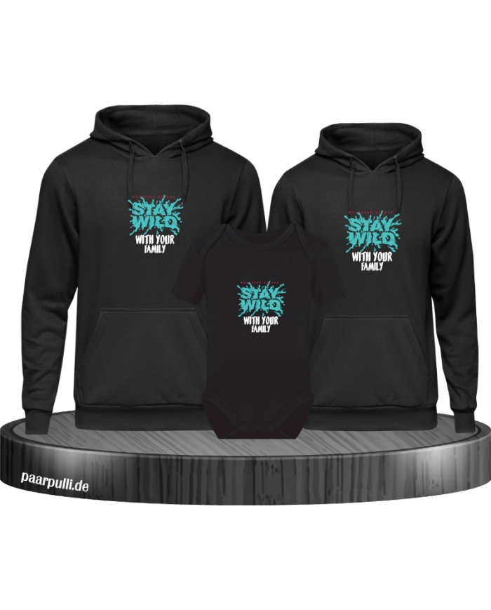 Stay Wild with your Family 3er Hoodies mit Baby Body