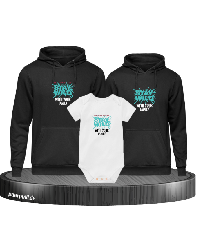 Stay Wild with your Family 3er Hoodies mit Baby Body