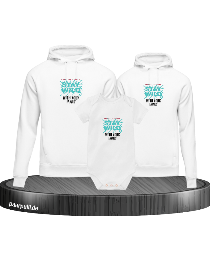 Stay Wild with your Family 3er Hoodies mit Baby Body