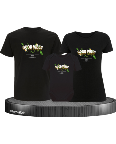 Good Vibe 3er Familienset T-Shirts mit Babybody Good Vibe 3er Familienset T-Shirts mit Babybody