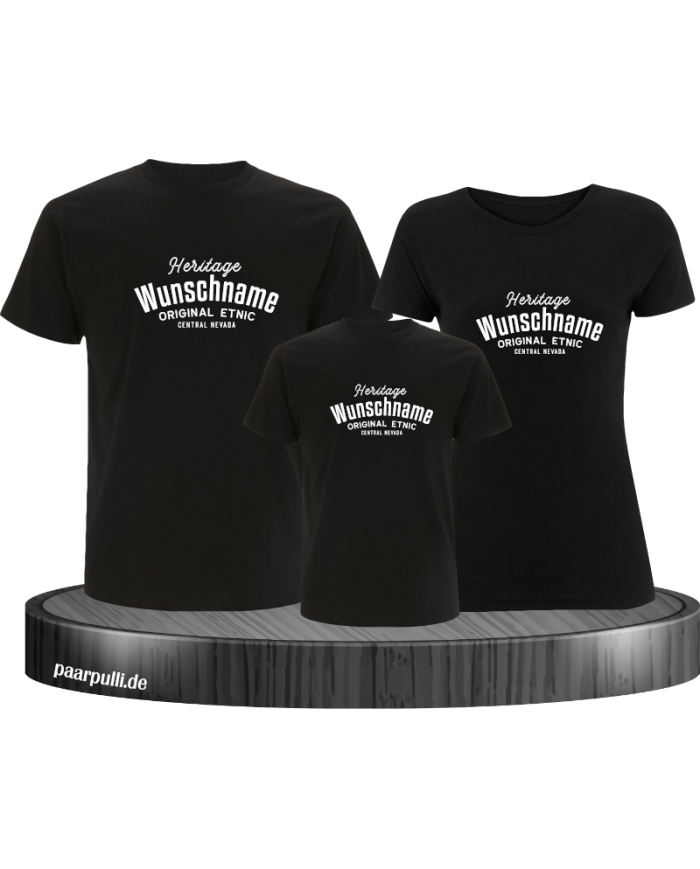 Heritage Wunschname 3er Familienset T-Shirts