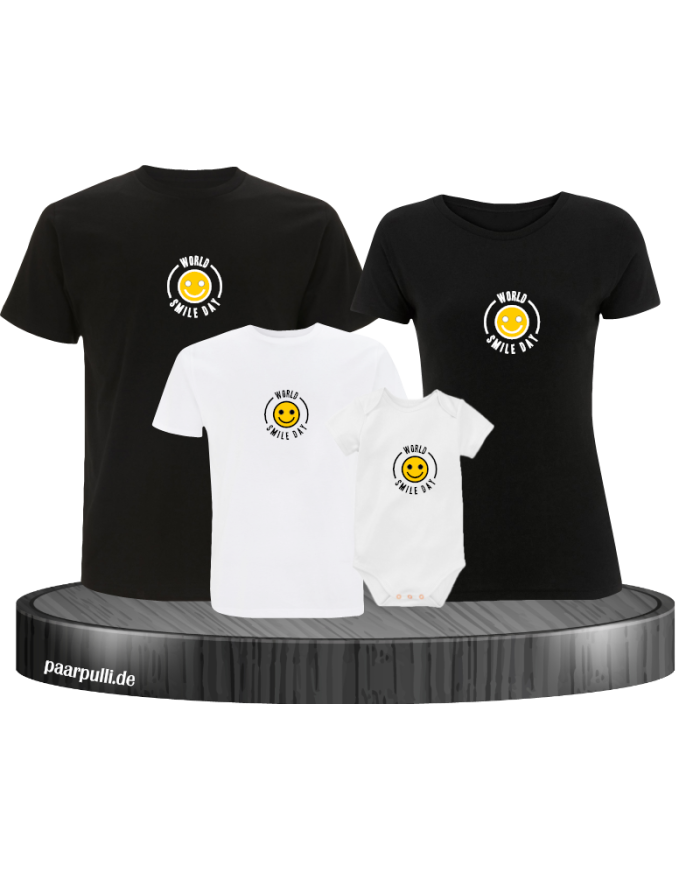 World Smile Day 4er Familienset T-Shirts mit Babybody