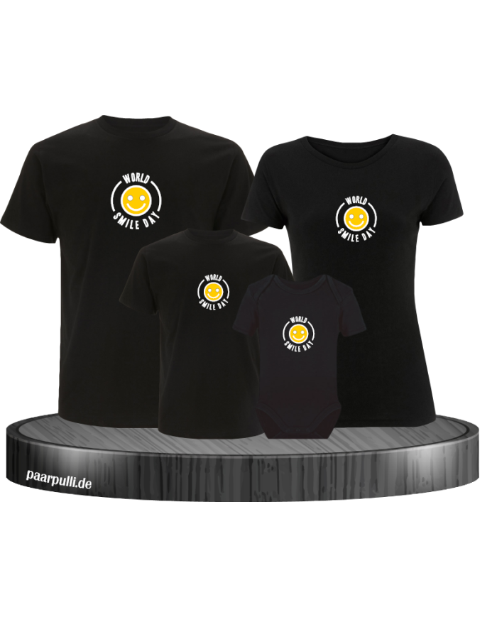 World Smile Day 4er Familienset T-Shirts mit Babybody