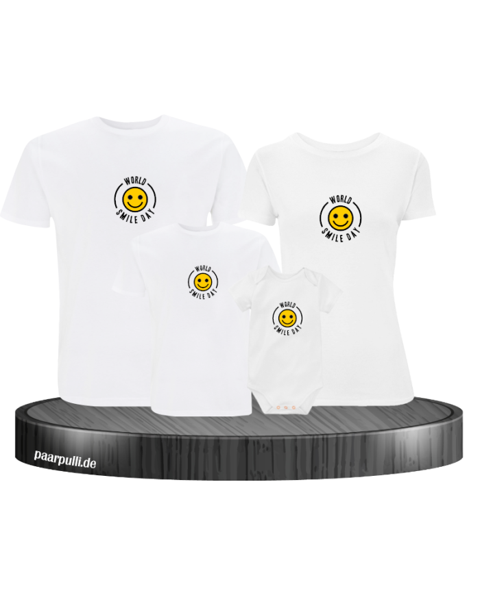 World Smile Day 4er Familienset T-Shirts mit Babybody