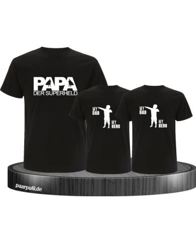 Papa Der Superheld 3er Familien T-Shirt