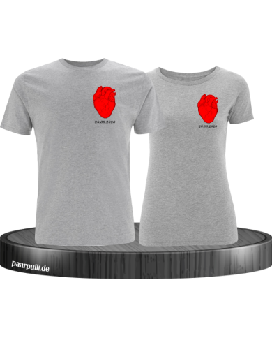 Herz Datum T-Shirt Partnerlook Sed Herz Datum T-Shirt Partnerlook Sed