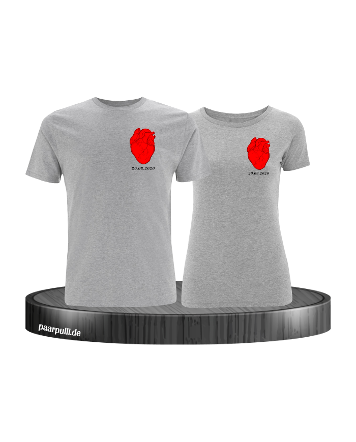 Herz Datum T-Shirt Partnerlook Sed