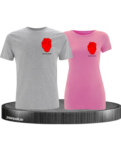 Herz Datum T-Shirt Partnerlook Sed Herz Datum T-Shirt Partnerlook Sed