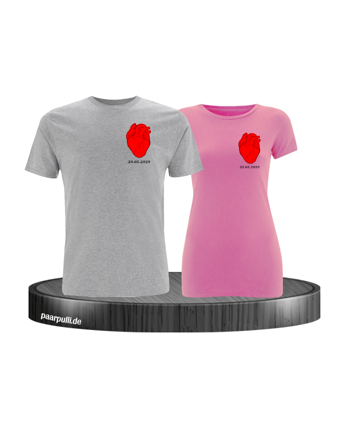 Herz Datum T-Shirt Partnerlook Sed
