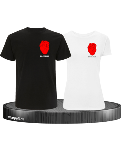 Herz Datum T-Shirt Partnerlook Sed Herz Datum T-Shirt Partnerlook Sed