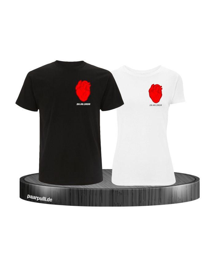 Herz Datum T-Shirt Partnerlook Sed