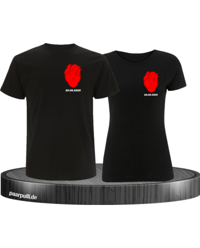 Herz Datum T-Shirt Partnerlook Sed Herz Datum T-Shirt Partnerlook Sed