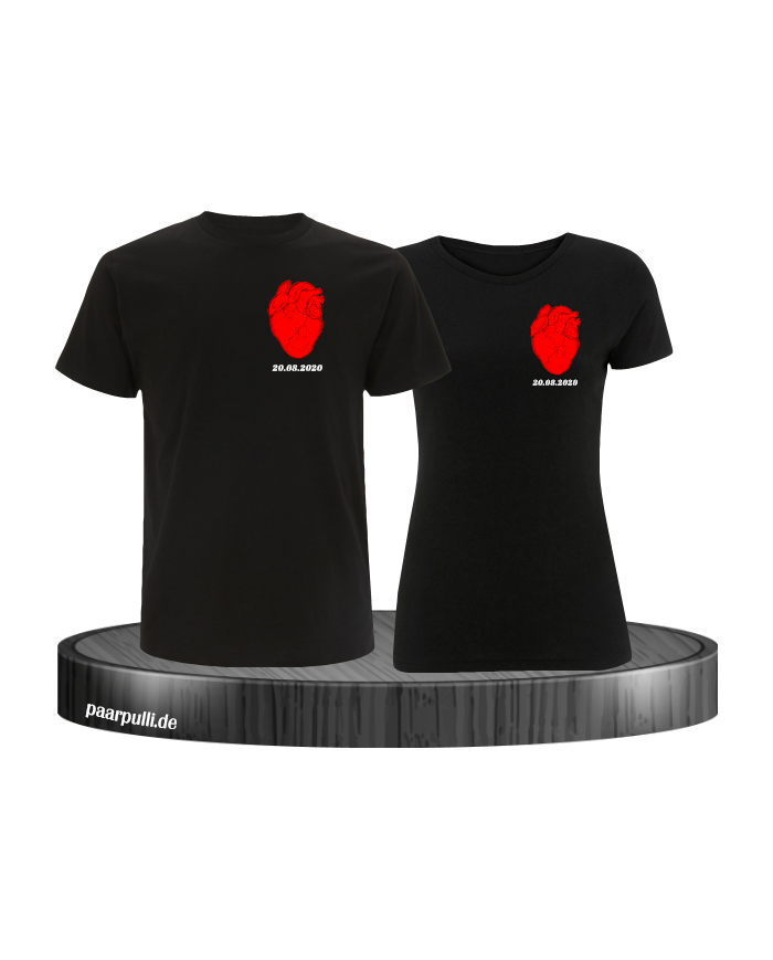 Herz Datum T-Shirt Partnerlook Sed