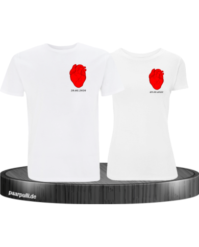 Herz Datum T-Shirt Partnerlook Sed Herz Datum T-Shirt Partnerlook Sed