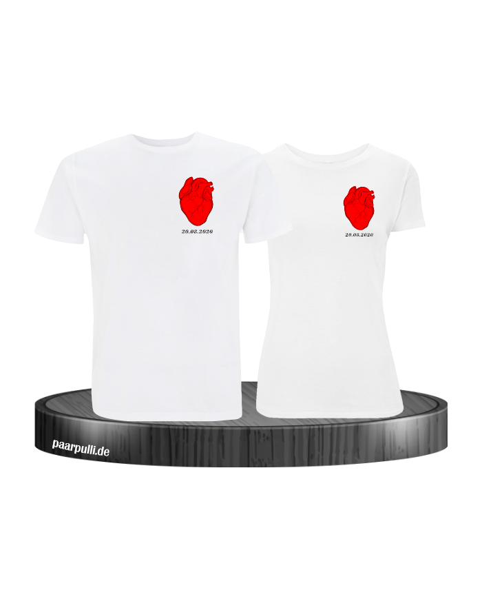 Herz Datum T-Shirt Partnerlook Sed
