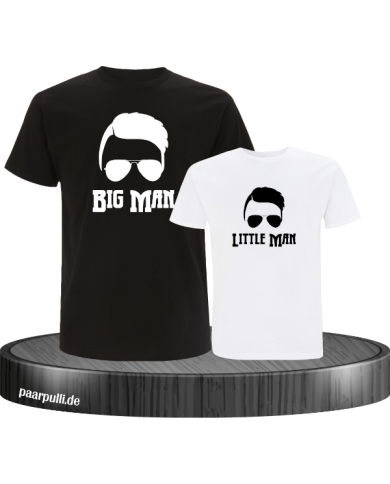 Vater und Sohn T-Shirt-Set Big Man Little Man Schwarz Weiß Vater und Sohn T-Shirt-Set Big Man Little Man Schwarz Weiß