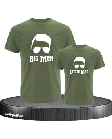 Vater&Sohn Family Shirt Set mit Big Man und little man khaki Vater&Sohn Family Shirt Set mit Big Man und little man khaki