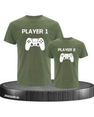 Vater und Sohn T-Shirt Set Controller Player in khaki