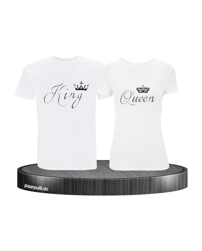 Partner-Shirt King und Queen in weiß