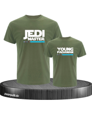 Jedi Master und Young Padawan Partnerlook T-Shirts für Vater und Kind