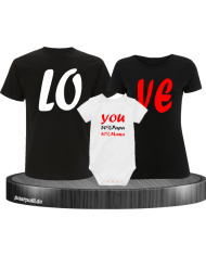 Love You Familienlook T-Shirts Schwarz Weiß